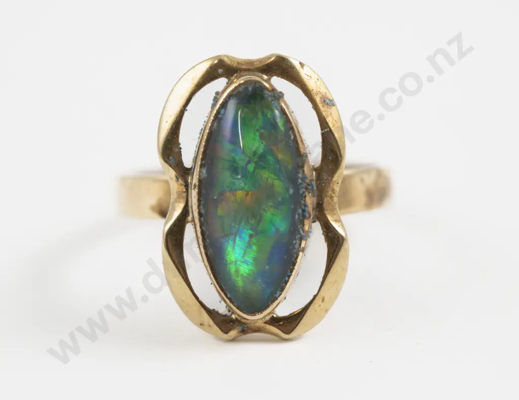9ct Single Opal Doublet Dress Ring Image 1++