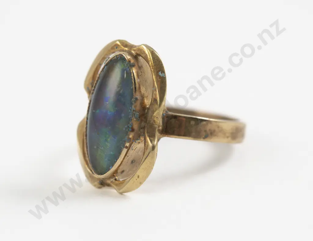 9ct Single Opal Doublet Dress Ring Image 1++