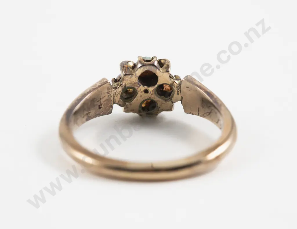 9ct Nine Stone Opal and Diamond Floret Cluster Ring Image 1++