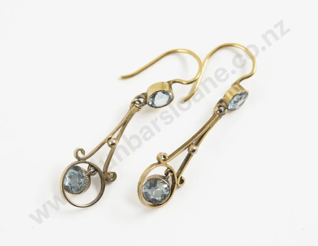 Pair 9ct Two Stone Topaz Pendant Drop Earrings Image 1++