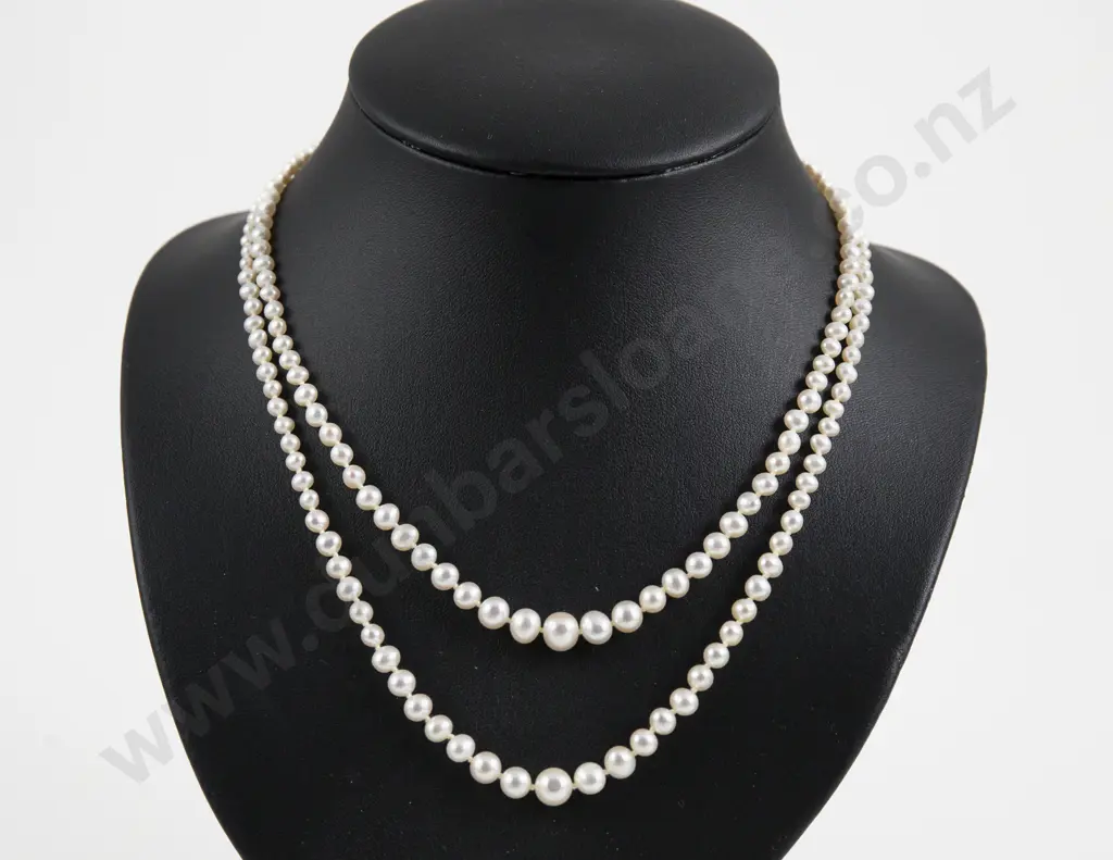 Double Strand Graduated Fresh Water Pearl Necklace Image 1++