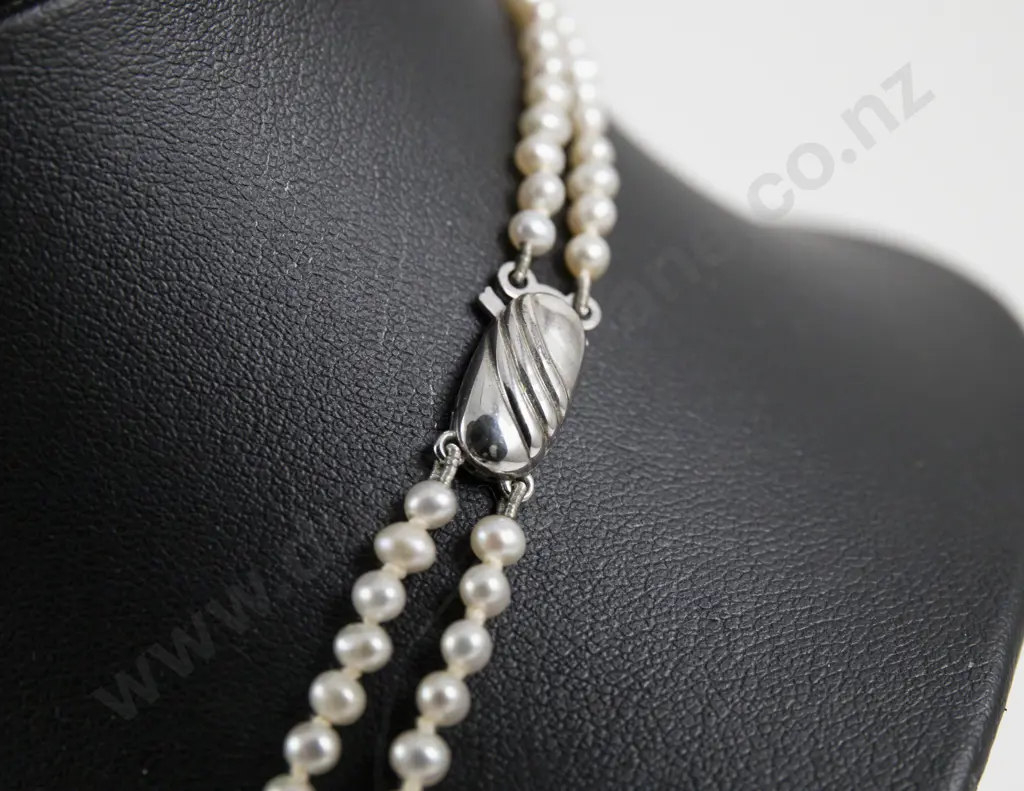 Double Strand Graduated Fresh Water Pearl Necklace Image 1++