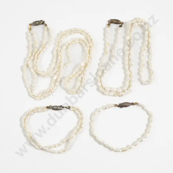 Two Fresh Water Pearl Necklaces with Matching Bracelets