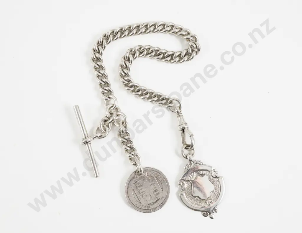 S/S Curb Link Albert Chain Image 1++