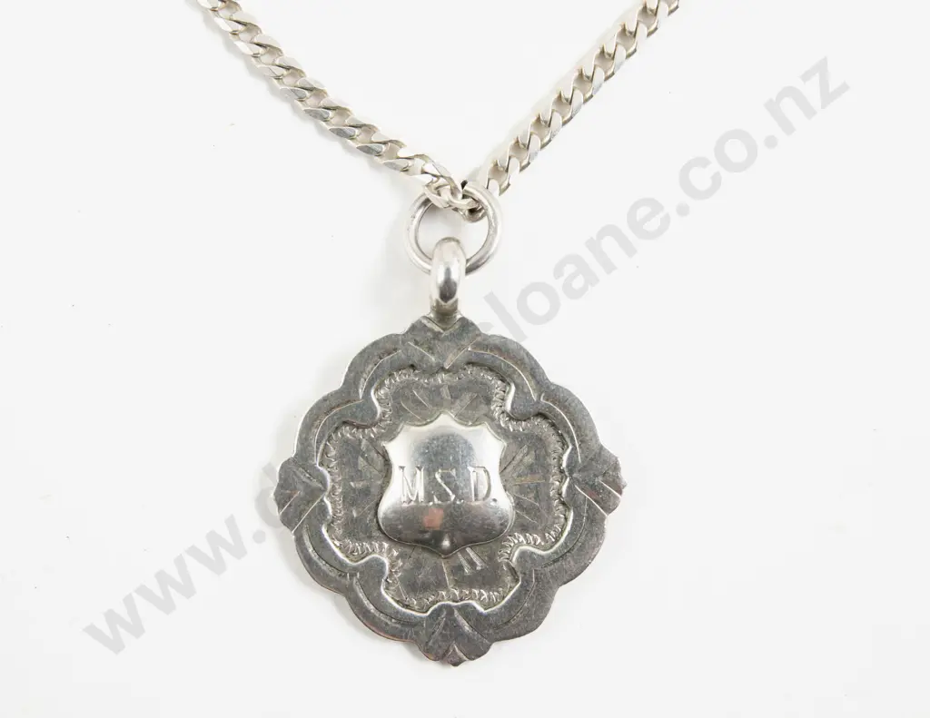 S/S Medallion Pendant on a S/S Fancy Link Neck Chain Image 1++