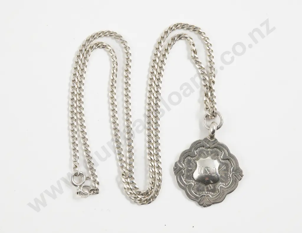 S/S Medallion Pendant on a S/S Fancy Link Neck Chain Image 1++
