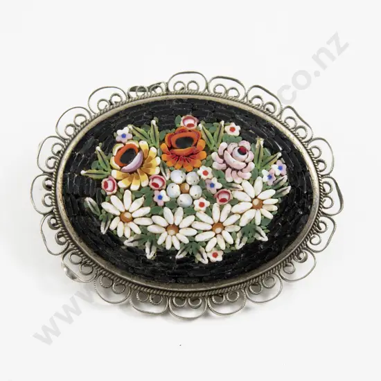Vintage Italian Micro Mosaic Brooch