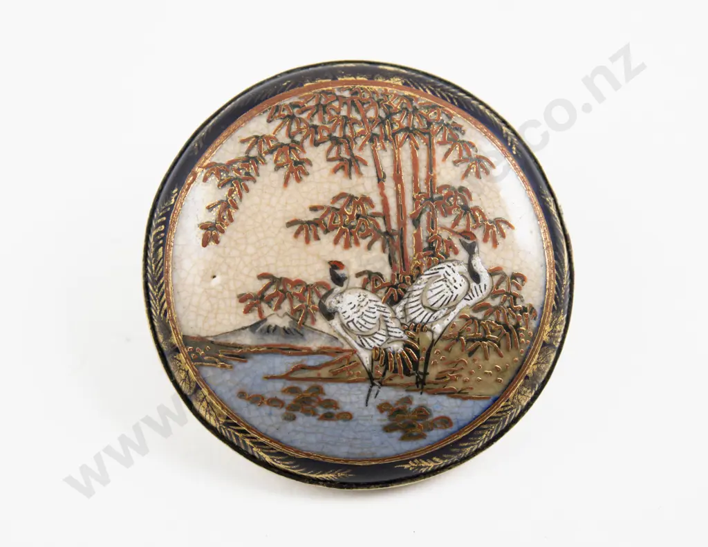 Japanese Satsuma Circular Brooch Image 1++