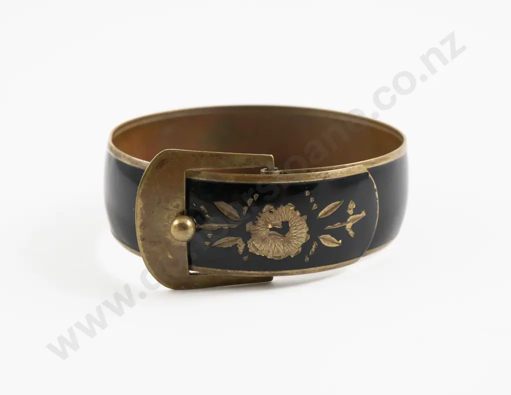Vintage Black Enamel Buckle Bracelet Image 1++