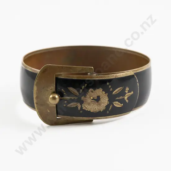 Vintage Black Enamel Buckle Bracelet