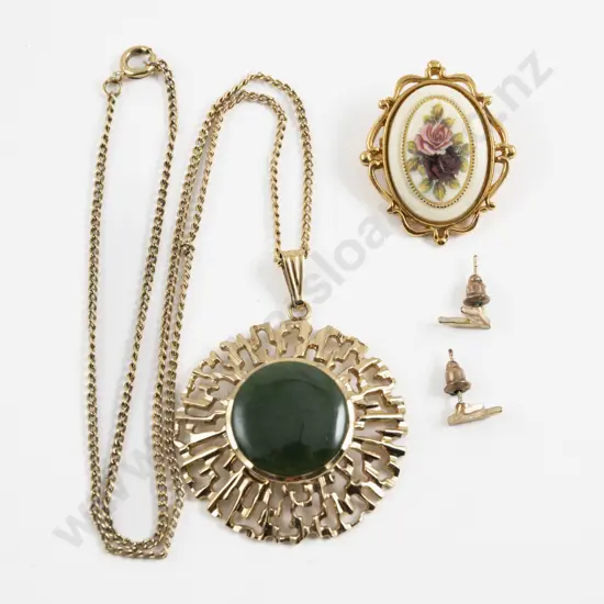 Gold Plated Green Stone Pendant