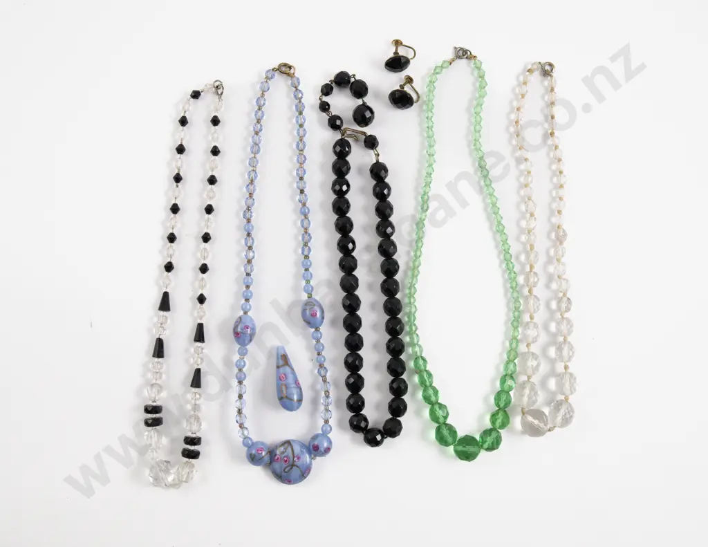Four Vintage Crystal Bead Necklaces with Venetian Glass Bead Necklace Image 1++
