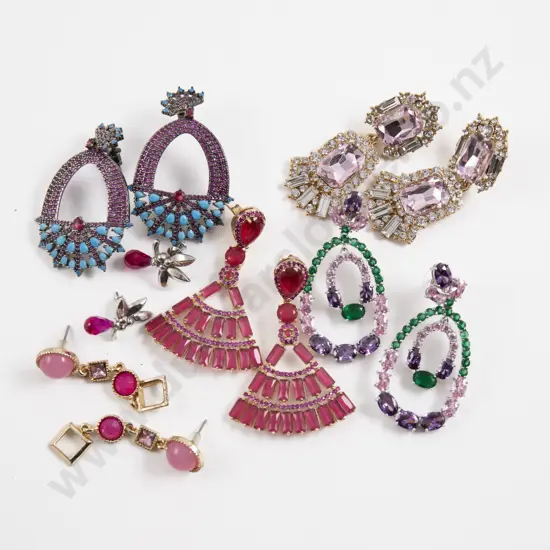 Collection of Six Pairs of Assorted Gem Stone Costume Jewellery Dress Earrings