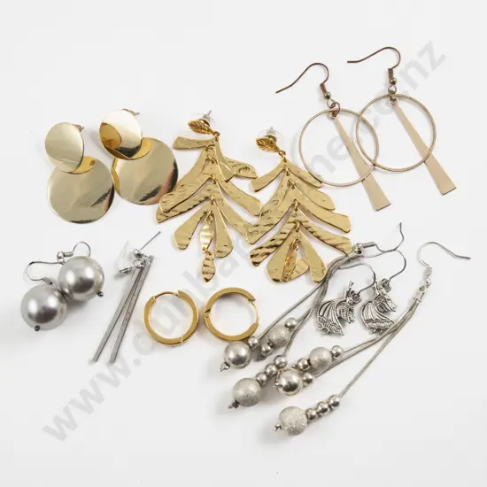 Collection of Gold and Silver Plated Costume Jewellery Earrings