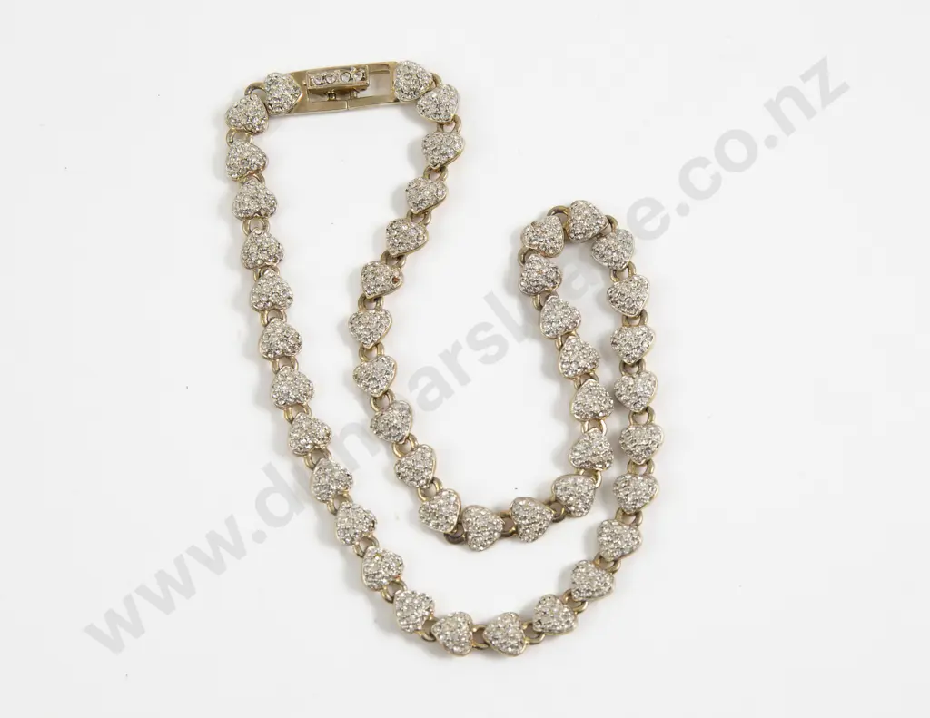 Gold Plated Diamante Heart Cluster Necklace Image 1++