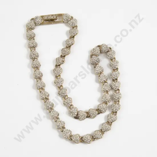 Gold Plated Diamante Heart Cluster Necklace