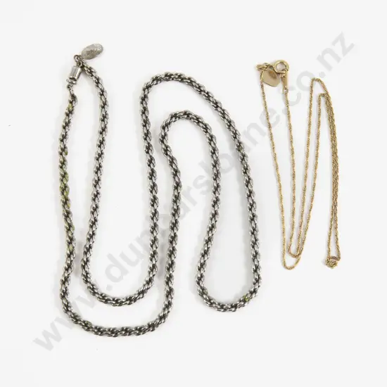 Two Oroton Silver and Gold Plated Neck Chains