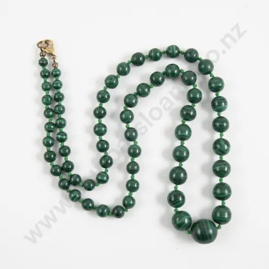 Single Strand Malachite Bead Necklace