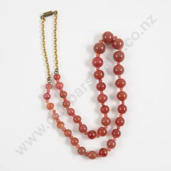 Vintage Single Strand Carelian Agate Bead Necklace