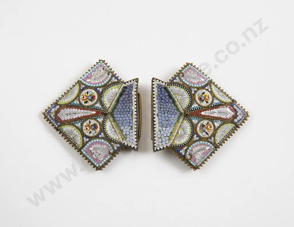 Late C19th Italian 2pce Micro Mosaic Buckle Image 1++