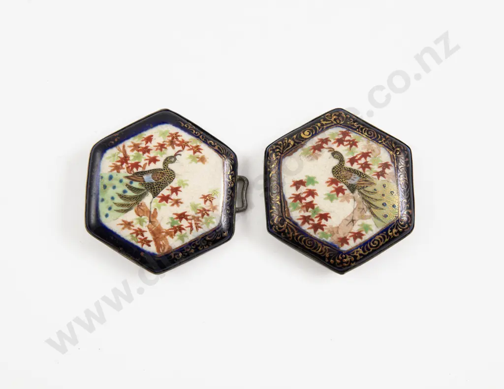 Two Piece Japanese Late Meiji Period (1868–1912) Satsuma Buckle Image 1++