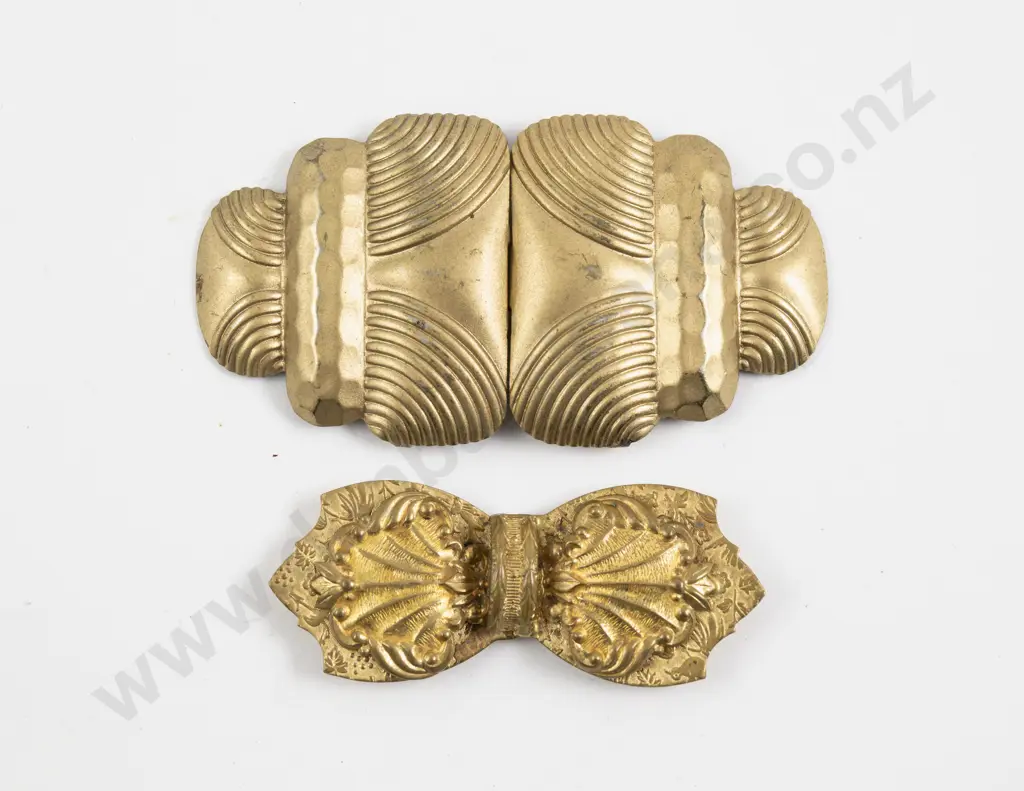 Art Deco Made in Germany Pressed Gilt Metal Fancy 2pce Buckle and Other Buckle Image 1++