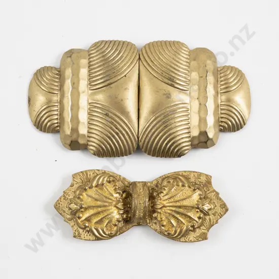 Art Deco Made in Germany Pressed Gilt Metal Fancy 2pce Buckle and Other Buckle