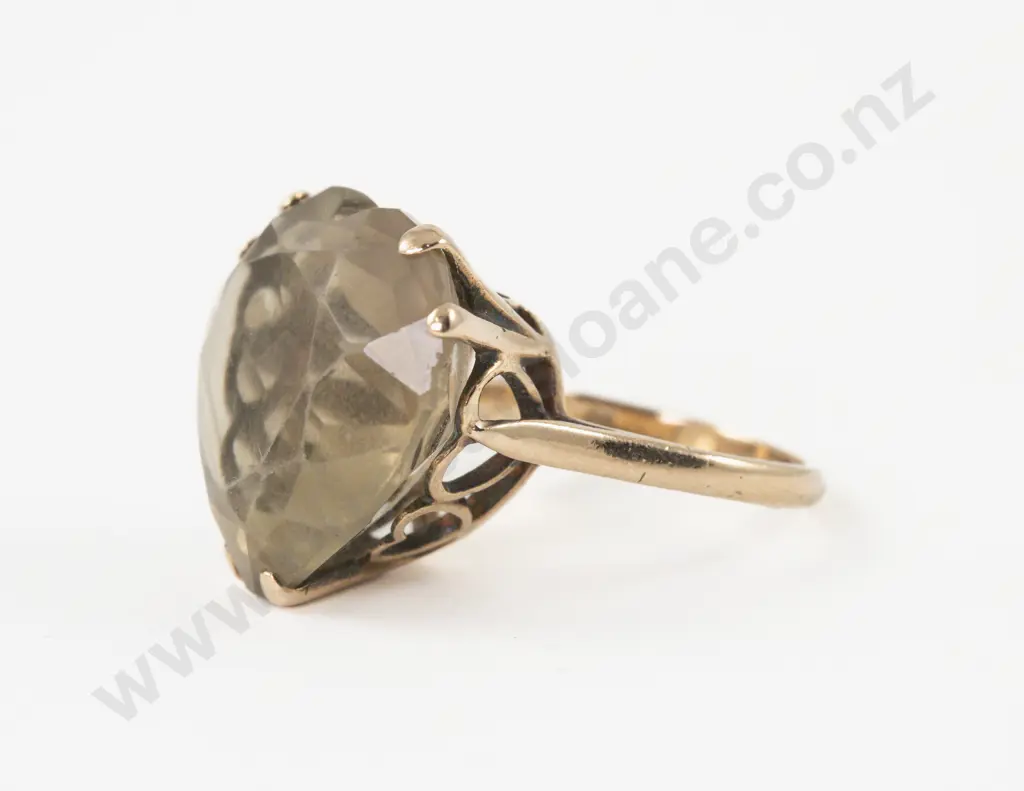 9ct Single Stone Smoky Quartz Dress Ring Image 1++
