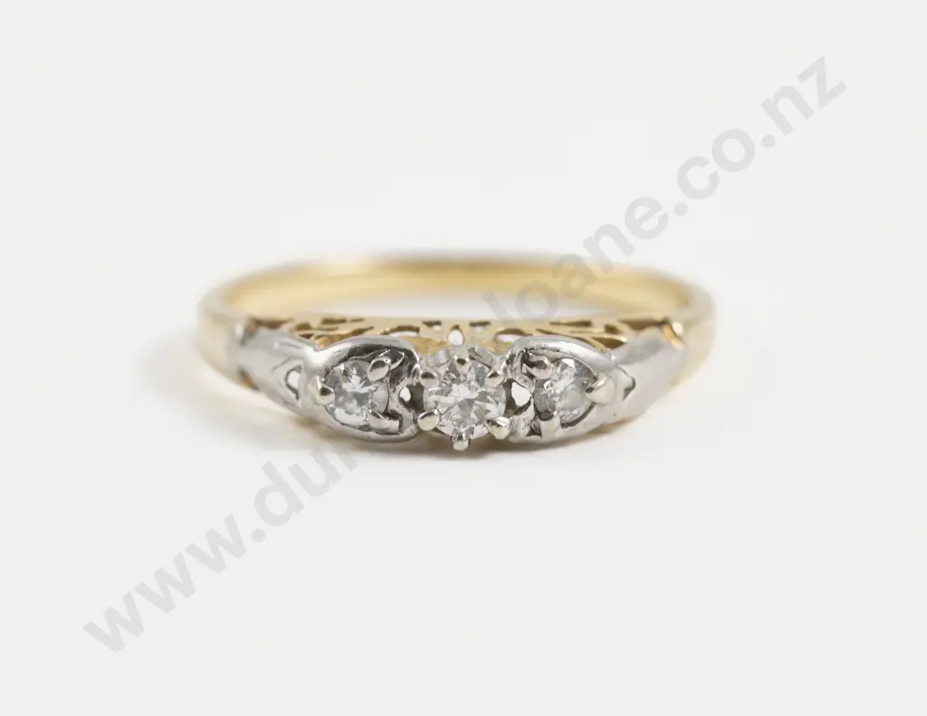 14ct Three Stone Diamond Bridge Ring Image 1++
