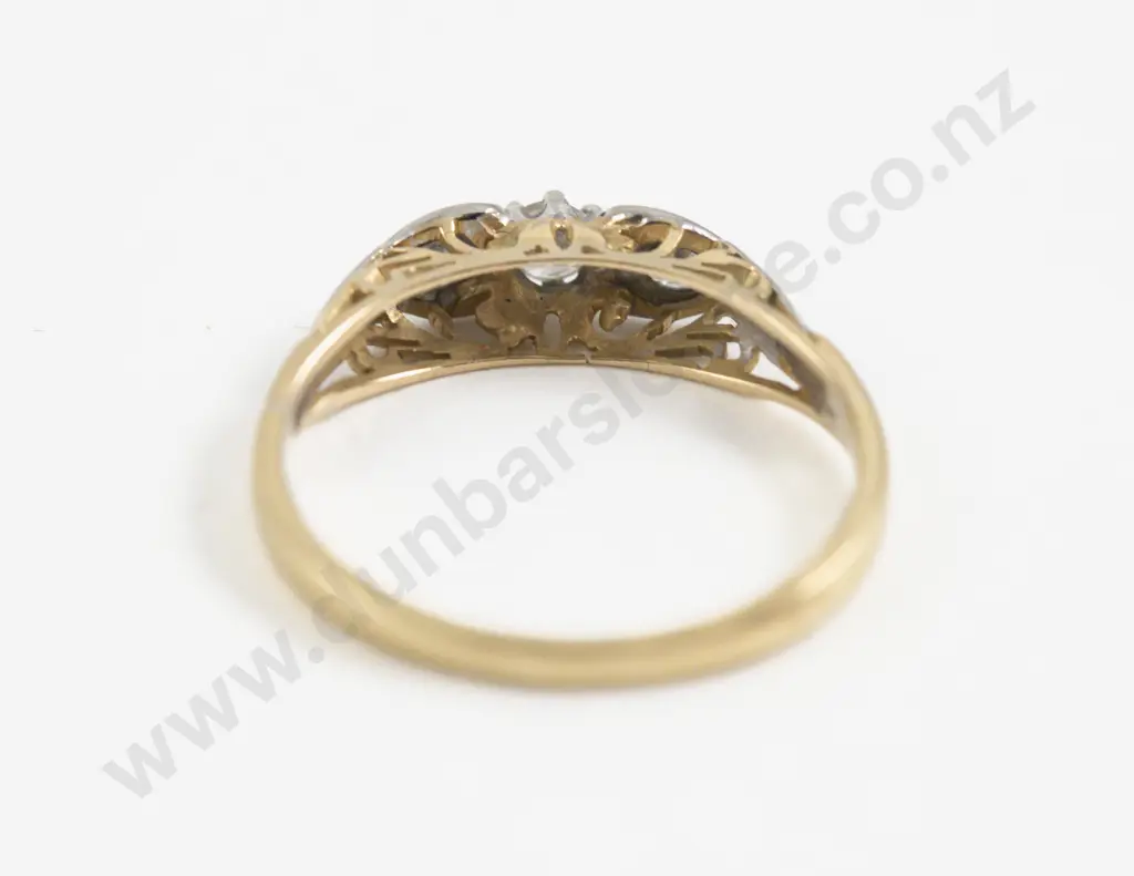 14ct Three Stone Diamond Bridge Ring Image 1++