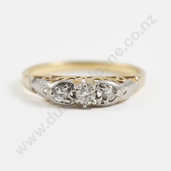 14ct Three Stone Diamond Bridge Ring
