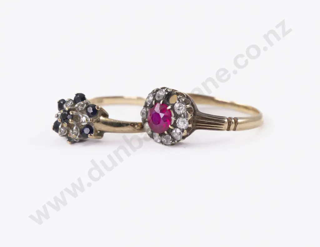 Victorian 15ct Ten Stone Ruby and Diamond Cluster Ring Image 1++
