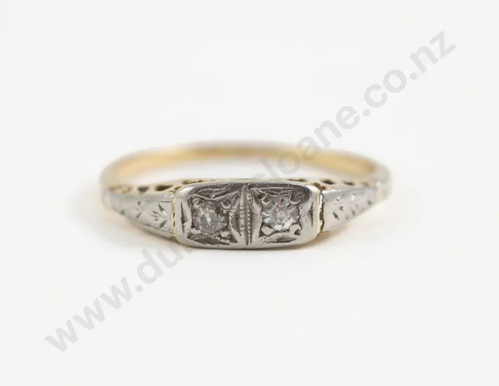 14ct Two Stone Diamond Bridge Ring Image 1++
