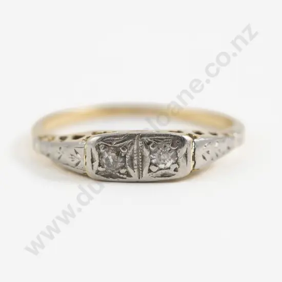 14ct Two Stone Diamond Bridge Ring