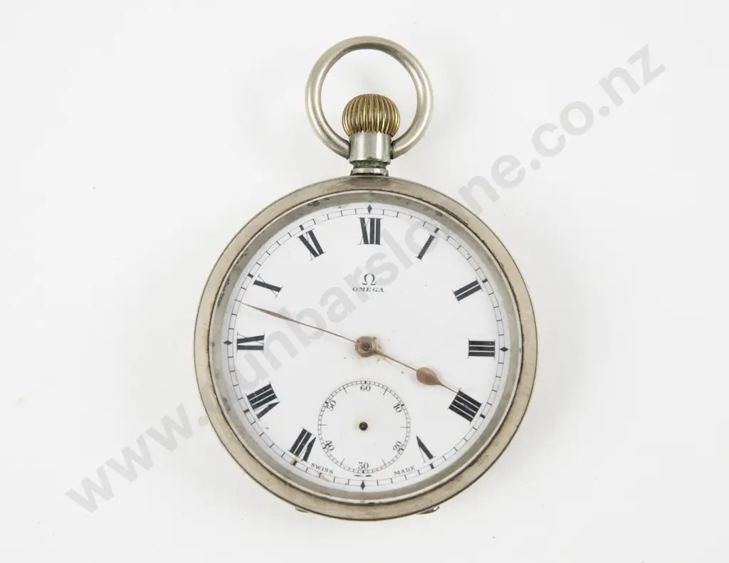 Omega Silver Plated Open Face Lever Wind Pocket Watch Image 1++