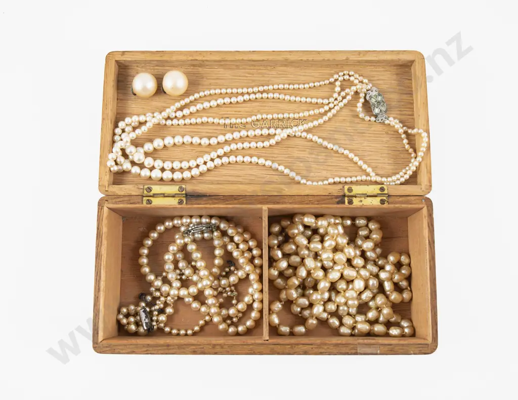 Single Strand Opera Length Imitation Pearl Necklace with Assorted in Wooden Jewellery Box Image 1++