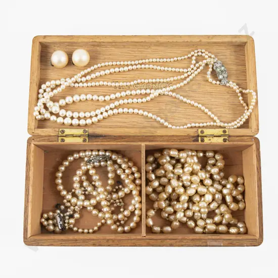 Single Strand Opera Length Imitation Pearl Necklace with Assorted in Wooden Jewellery Box