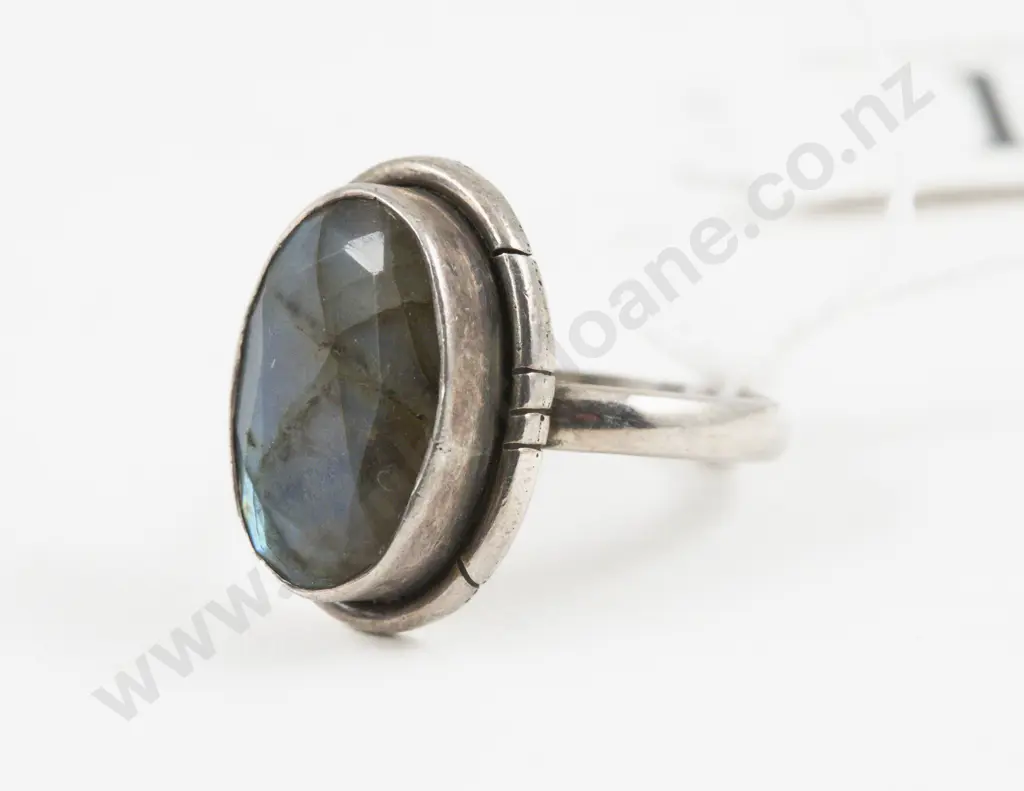 S/S Single Stone Labradorite Dress Ring Image 1++