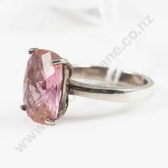 S/S Single Stone Pink Crystal Dress Ring