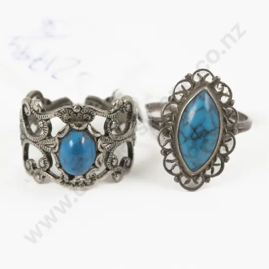 S/S Single Stone Turquoise Ring and Other Ring
