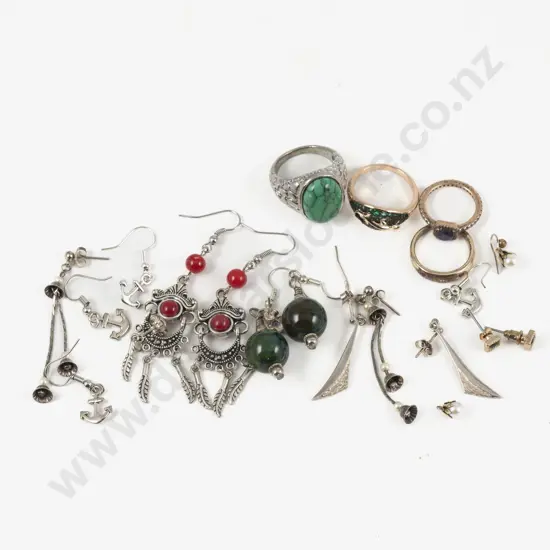 Collection of Assorted Plated Rings and Earrings