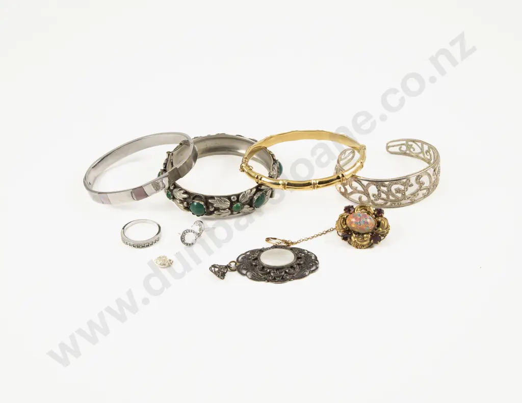 Stainless Steel Hinged Snap Bangle with Collection of Assorted Costume Jewellery Image 1++