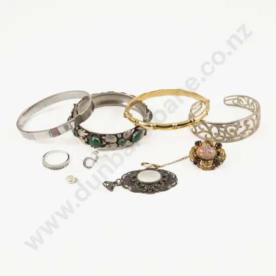 Stainless Steel Hinged Snap Bangle with Collection of Assorted Costume Jewellery