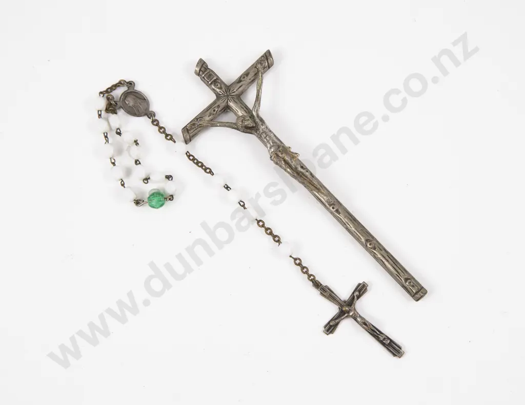 Large Cross Pendant with One Bead Rosary (A/F) Image 1++