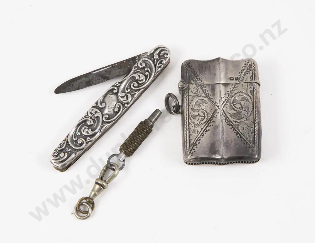 S/S Engraved Vesta and Pocket Knife with Other Image 1++