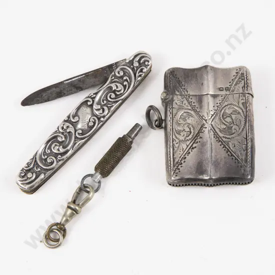 S/S Engraved Vesta and Pocket Knife with Other