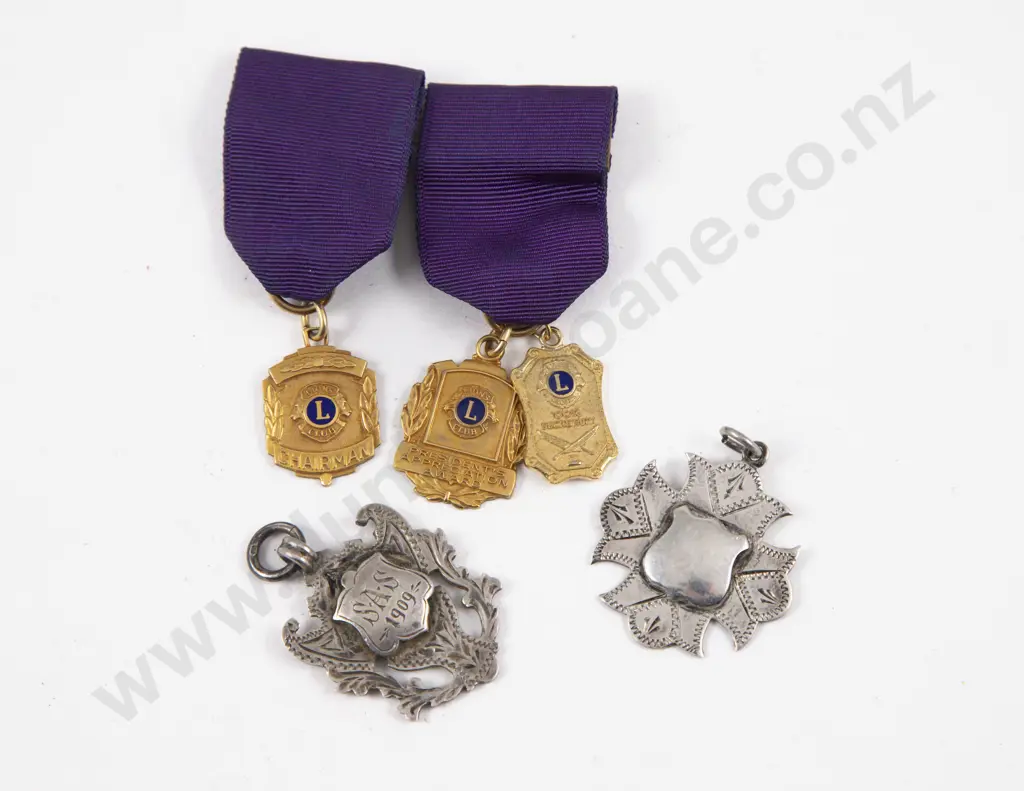 Two S/S Medallions with Three Gold Plated Lions Medallions Image 1++