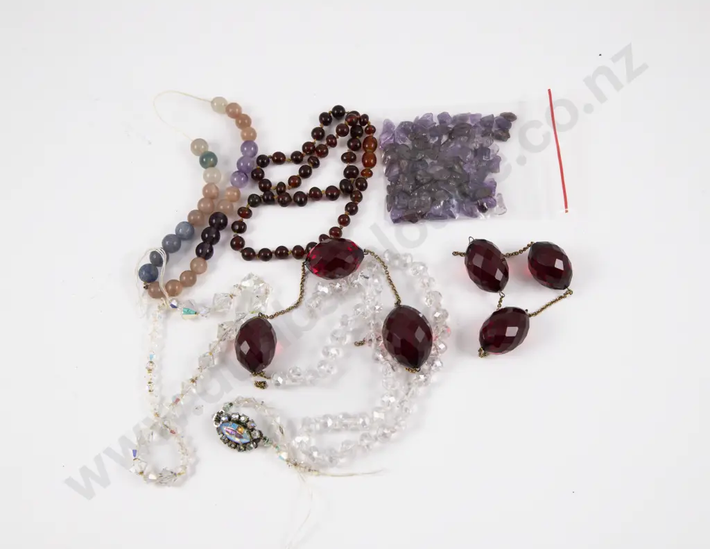 Collection of Assorted Loose Beads incl Amethyst and Crystal Image 1++