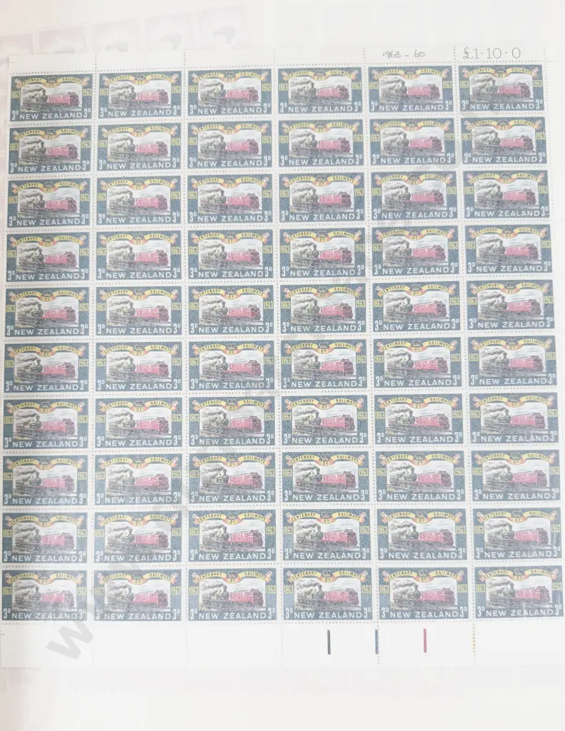 Folder of NZ Mint Stamp Sheets 1946 Peace 1950 Canterbury Centennial 1982 Definitives and Others Image 1++