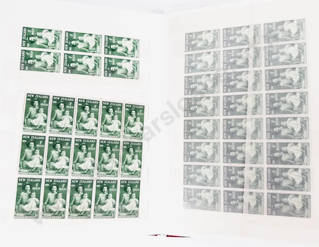 Three Stock Album New Zealand Mainly Pre-decimal Small Blocks Health and Various Image 1++